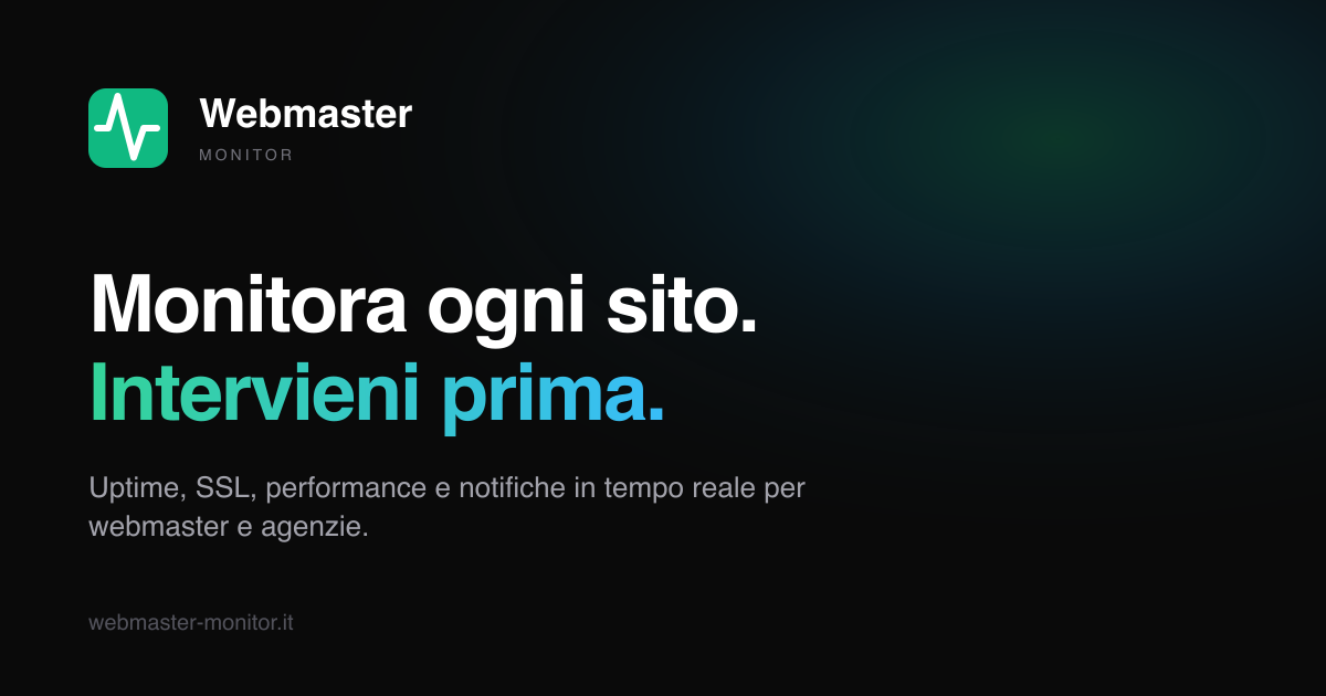 Webmaster Monitor - Monitoraggio Siti Web 24/7